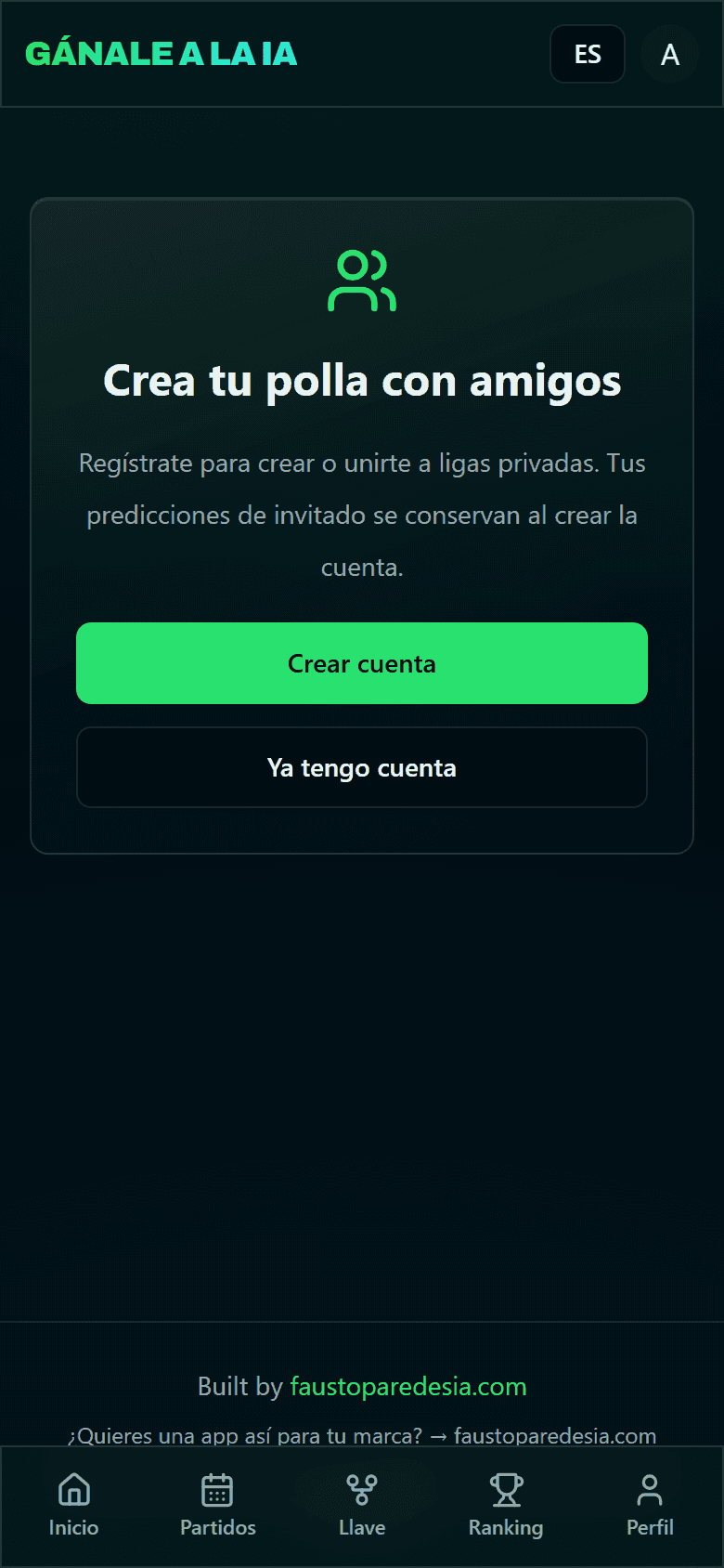 Tela de Ligas mostrando o código para convidar amigos
