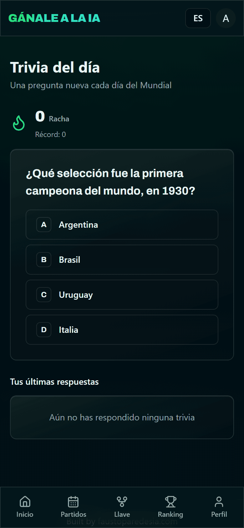 Tela de Trivia diária com a pergunta do dia